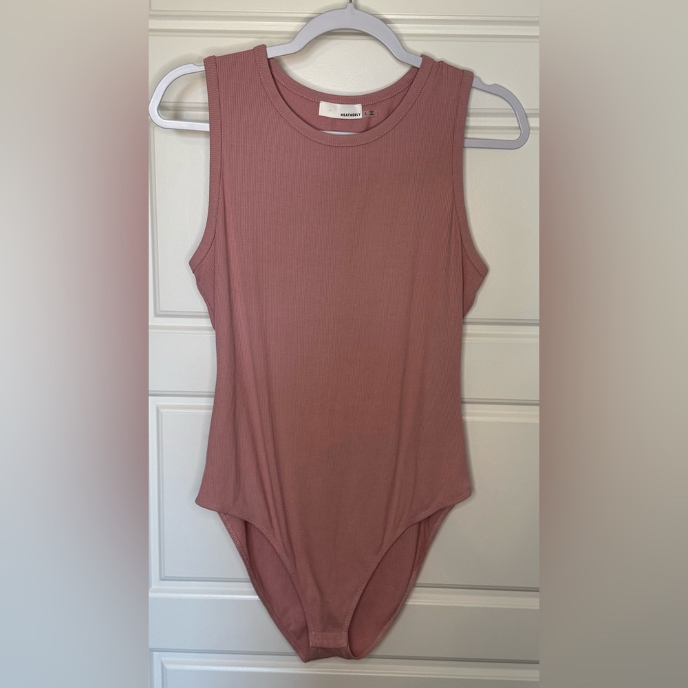 Heatherly Womens Blush Ribbed Tank Bodysuit